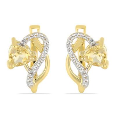 BUY 925 STERLING SILVER NATURAL CITRINE TRILLION GEMSTONE STYLISH EARRINGS WITH CUBIC ZIRCONIA – GOLD PLATED WHOLESALE JEWELRY